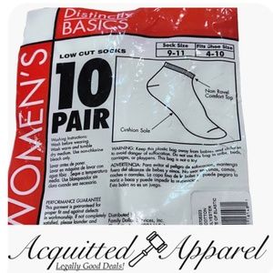 Distinctly Basics 10 Pair Women's Low Cut Socks Size 9-11